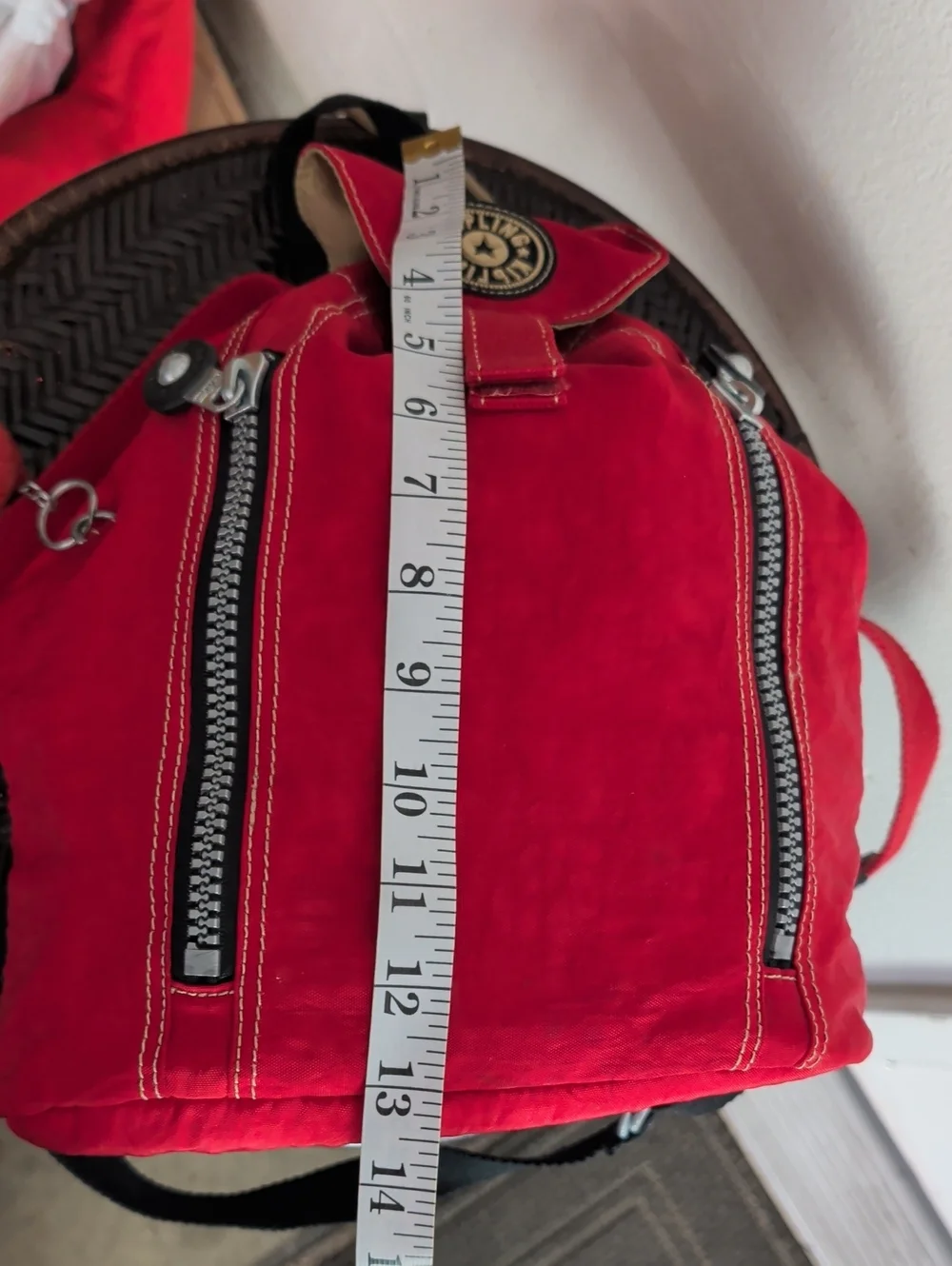 VINTAGE KIPLING FUNDAMENTAL BACKPACK/RUCKSACK BAG RED NYLON DRAWSTRING MONKEY